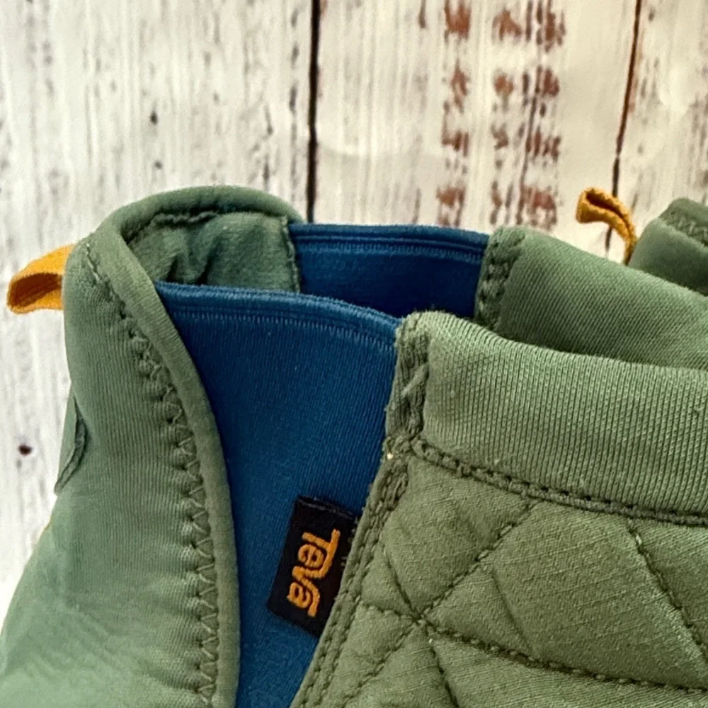 Teva Green Quilted Boots with Blue and Yellow Details